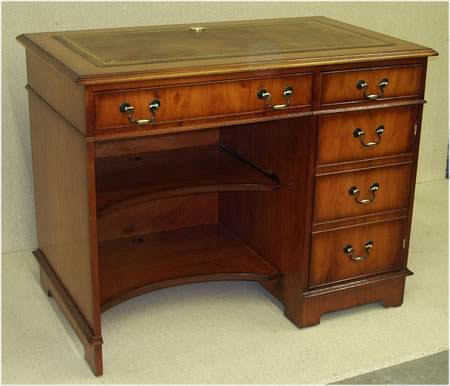 Single Pedestal Computer Desk with Leather Top
